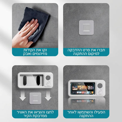 Product demonstration with hand cleaning a surface, followed by installation of electronic devices.